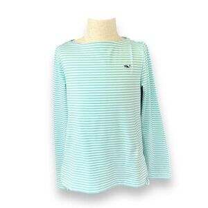 Vineyard Vines Green & White Striped Shirt - Size Z (7-8)